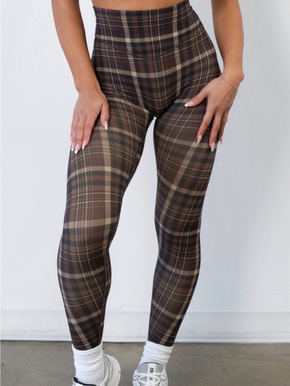 Vitality cloud II pant - High-Waist Leggings - Expresso Brown Plaid. Small